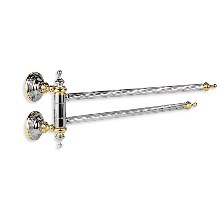 Giunone 15 Inch Classic-Style Brass Swivel Double Towel Bar - Stellar Hardware and Bath 