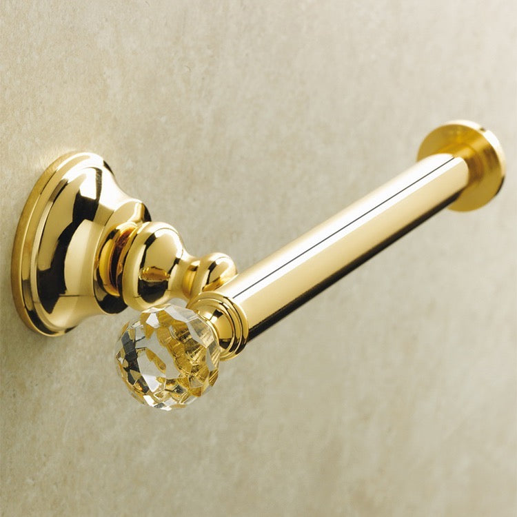 Smart Light Brass Toilet Roll Holder with Crystal - Stellar Hardware and Bath 