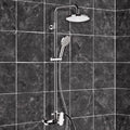 Class Line Chrome Exposed Pipe Shower System with 8" Rain Shower Head and Hand Shower - Stellar Hardware and Bath 