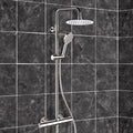 Elegance Chrome Thermostatic Exposed Pipe Shower System with 8" Rain Shower Head and Hand Shower - Stellar Hardware and Bath 