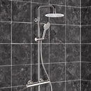 Elegance Chrome Thermostatic Exposed Pipe Shower System with 8" Rain Shower Head and Hand Shower - Stellar Hardware and Bath 