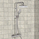 Elegance Chrome Thermostatic Exposed Pipe Shower System with 10" Rain Shower Head and Hand Shower - Stellar Hardware and Bath 