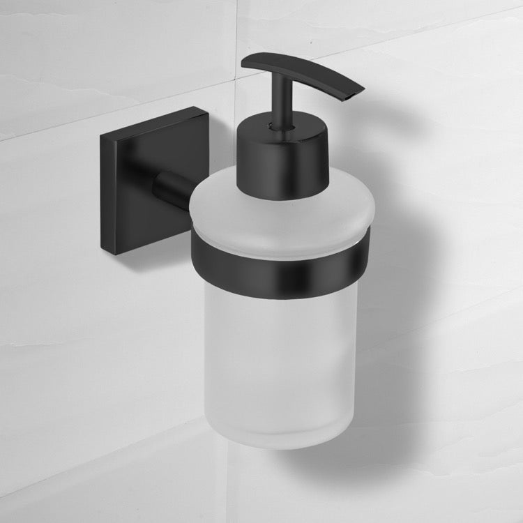 General Hotel Matte Black Wall Mounted Soap Dispenser - Stellar Hardware and Bath 