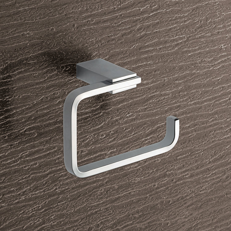 Kansas Square Brass Toilet Paper Holder In Polished Chrome - Stellar Hardware and Bath 