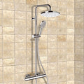 Elegance Chrome Thermostatic Exposed Pipe Shower System with 10" Rain Shower Head and Hand Shower - Stellar Hardware and Bath 