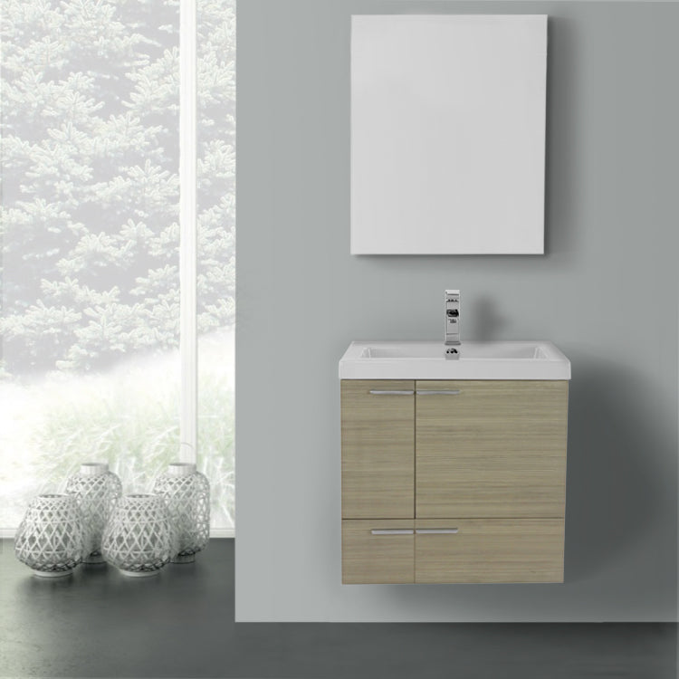 23 Inch Larch Canapa Bathroom Vanity with Fitted Ceramic Sink, Wall Mounted, Medicine Cabinet Included - Stellar Hardware and Bath 