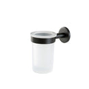 Wall Mounted Frosted Glass Toothbrush Holder with Black Brass - Stellar Hardware and Bath 