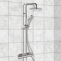 Elegance Chrome Thermostatic Exposed Pipe Shower System with 10" Rain Shower Head and Hand Shower - Stellar Hardware and Bath 