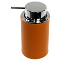 Alianto Colour Round Soap Dispenser Made From Faux Leather In White Finish - Stellar Hardware and Bath 