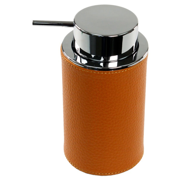 Alianto Colour Round Soap Dispenser Made From Faux Leather In White Finish - Stellar Hardware and Bath 