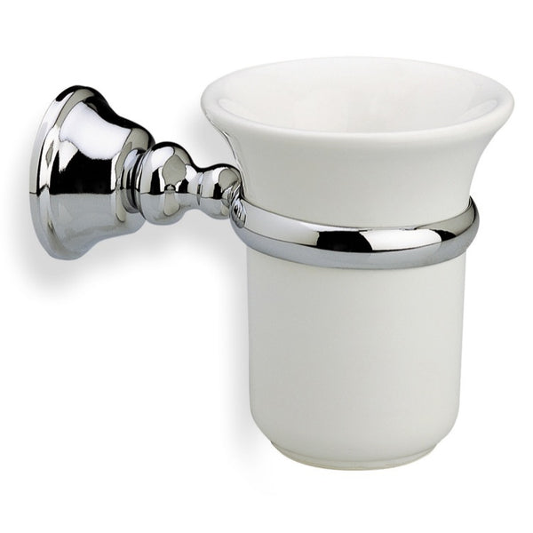 Wall Mounted White Ceramic Toothbrush Holder with Gold Brass Mounting - Stellar Hardware and Bath 