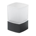 Square Frosted Glass Toothbrush Holder With Matte Black Base - Stellar Hardware and Bath 