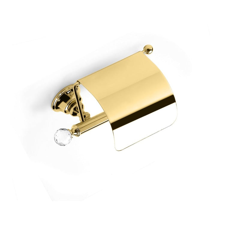 Smart Light Gold Brass Covered Toilet Roll Holder with Crystal - Stellar Hardware and Bath 