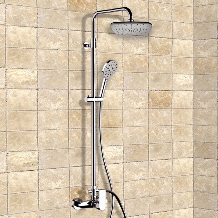 Infinity Chrome Exposed Pipe Shower System with 8" Rain Shower Head and Hand Shower - Stellar Hardware and Bath 