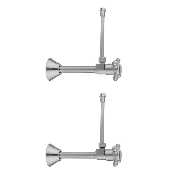 Quarter Turn Ceramic Disc Angle Pattern 1/2" Copper (Sweat fit) x 3/8" O.D. Faucet Supply Kit with Cross Handle and 20" Supply Tubes - Stellar Hardware and Bath 