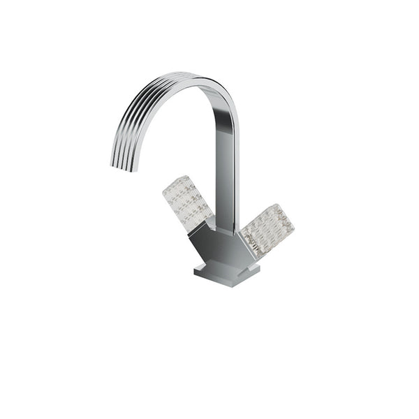 Aqua Brass 34514 Single-hole lavatory faucet with two crystal handles - Stellar Hardware and Bath 