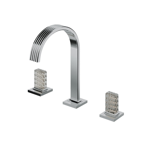 Aqua Brass 34516 Widespread lavatory faucet with crystal handles - Stellar Hardware and Bath 