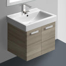 24 Inch Grey Oak Wall Mount Bathroom Vanity with Fitted Ceramic Sink - Stellar Hardware and Bath 