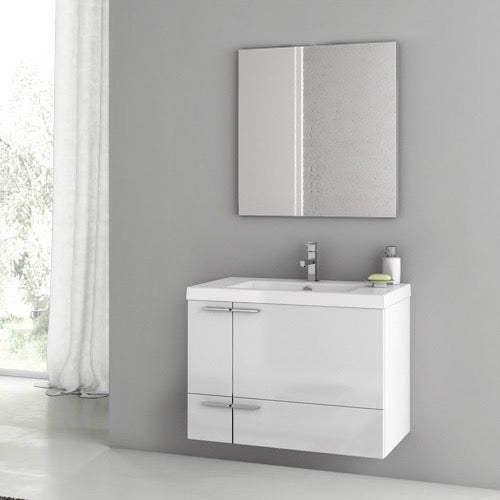 31 Inch Grey Walnut Bathroom Vanity Set - Stellar Hardware and Bath 