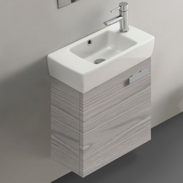 19 Inch Glossy White Wall Mount Bathroom Vanity with Fitted Ceramic Sink - Stellar Hardware and Bath 