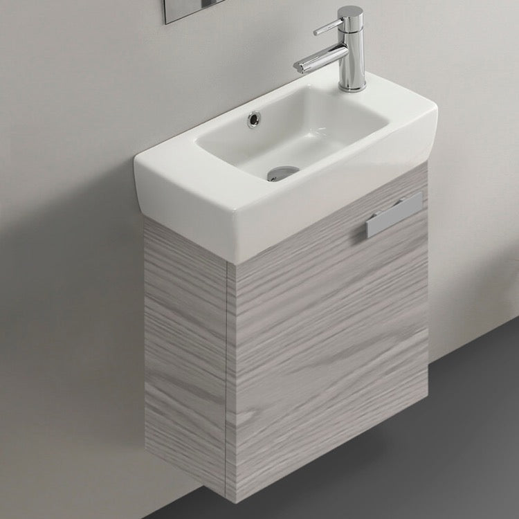 19 Inch Larch Canapa Wall Mount Bathroom Vanity with Fitted Ceramic Sink - Stellar Hardware and Bath 