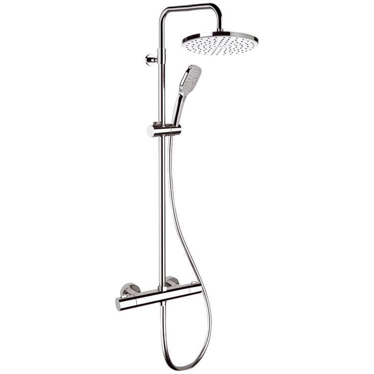 Elegance Chrome Thermostatic Exposed Pipe Shower System with 10" Rain Shower Head and Hand Shower - Stellar Hardware and Bath 