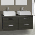 45 Inch Wenge Double Vessel Sink Bathroom Vanity, Wall Mounted - Stellar Hardware and Bath 