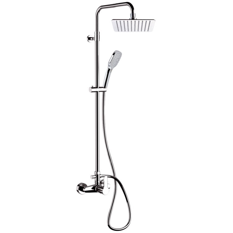 Winner Chrome Exposed Pipe Shower System with 8" Rain Shower Head and Hand Shower - Stellar Hardware and Bath 