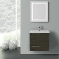 23 Inch Wenge Bathroom Vanity with Fitted Ceramic Sink, Wall Mounted, Lighted Mirror Included - Stellar Hardware and Bath 