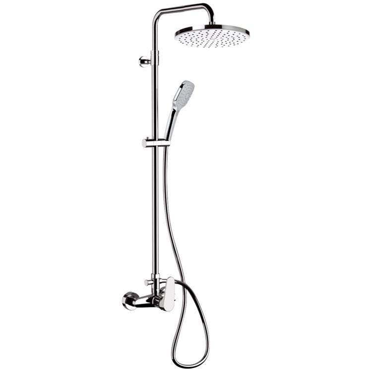 Class Line Chrome Exposed Pipe Shower System with 10" Rain Shower Head and Hand Shower - Stellar Hardware and Bath 