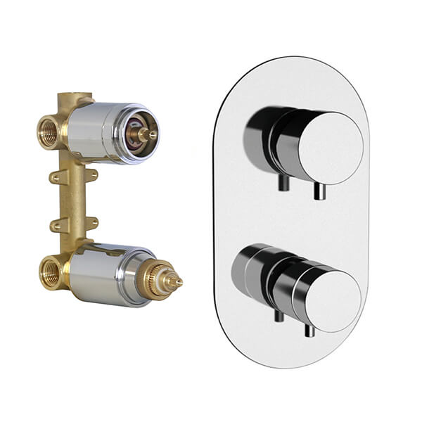 Minimal Thermal Built-in Thermostatic 3-Way Shower Diverter - Stellar Hardware and Bath 