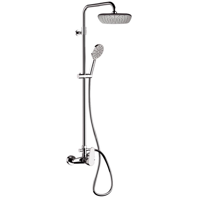 Class Line Chrome Exposed Pipe Shower System with 8" Rain Shower Head and Hand Shower - Stellar Hardware and Bath 