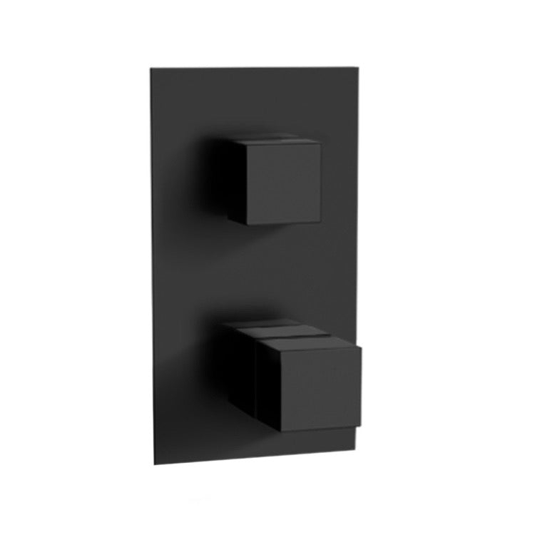 Qubika Thermal Matte Black Three Way Thermostatic Diverter on Single Flange - Stellar Hardware and Bath 