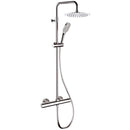 Elegance Chrome Thermostatic Exposed Pipe Shower System with 10" Rain Shower Head and Hand Shower - Stellar Hardware and Bath 