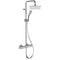 Elegance Chrome Thermostatic Exposed Pipe Shower System with 10" Rain Shower Head and Hand Shower - Stellar Hardware and Bath 