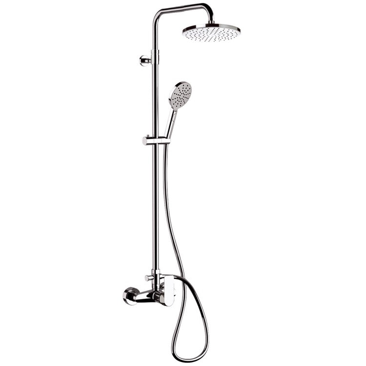 Infinity Chrome Exposed Pipe Shower System with 8" Rain Shower Head and Hand Shower - Stellar Hardware and Bath 