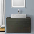 32 Inch Grey Oak Vessel Sink Bathroom Vanity, Wall Mounted - Stellar Hardware and Bath 