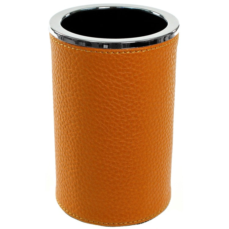 Round Toothbrush Holder Made From Faux Leather in Wenge Finish - Stellar Hardware and Bath 