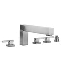 CUBIX® Roman Tub Set with CUBIX® Lever Handles and Straight Handshower Holder - Stellar Hardware and Bath 