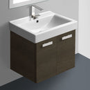 24 Inch Grey Oak Wall Mount Bathroom Vanity with Fitted Ceramic Sink - Stellar Hardware and Bath 