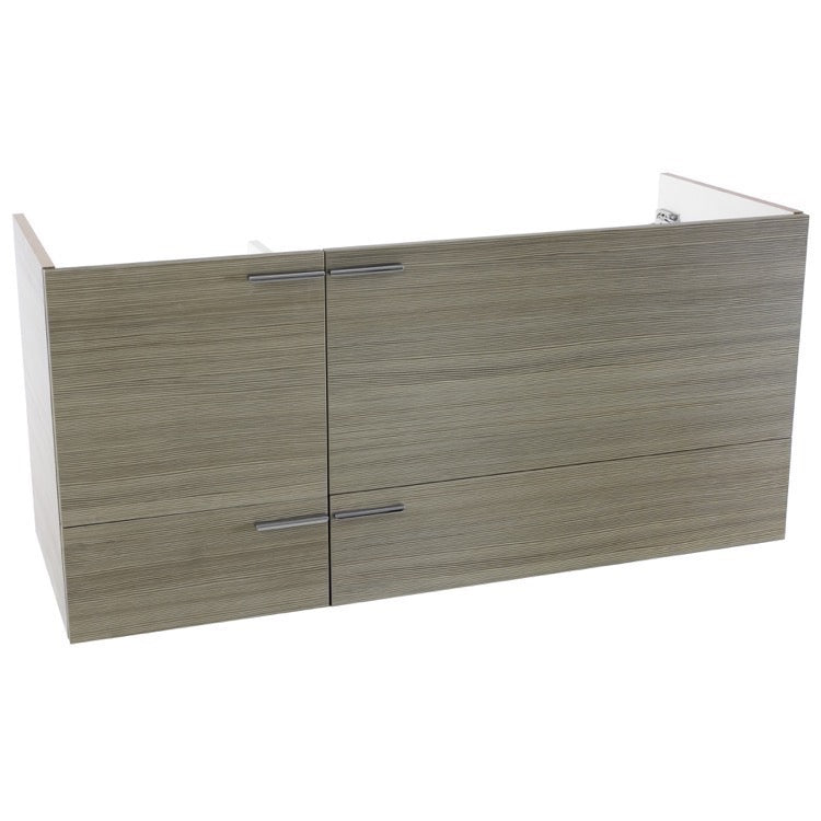 47 Inch Wall Mount Glossy White Double Bathroom Vanity Cabinet - Stellar Hardware and Bath 
