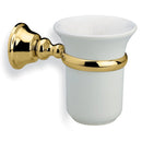 Wall Mounted White Ceramic Toothbrush Holder with Gold Brass Mounting - Stellar Hardware and Bath 