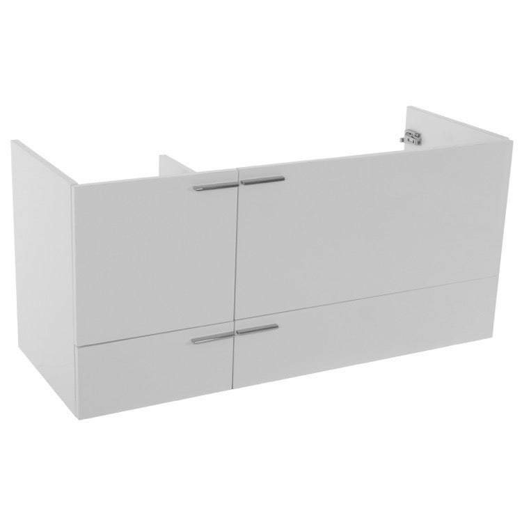 47 Inch Wall Mount Grey Walnut Double Bathroom Vanity Cabinet - Stellar Hardware and Bath 