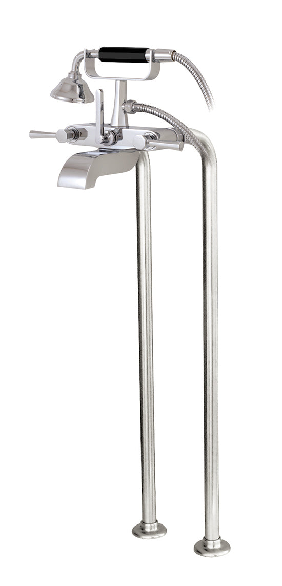 Aqua Brass 53086 Cradle tub filler with handshower and floor risers - Stellar Hardware and Bath 