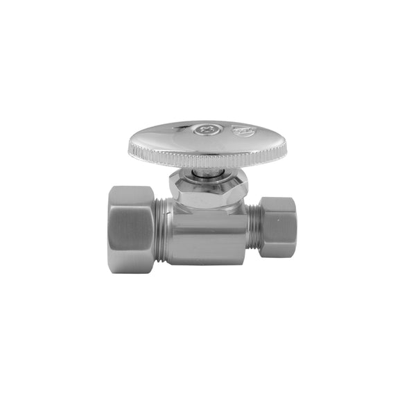Multi Turn Straight Pattern 5/8" O.D. Compression (Fits 1/2" Copper) x 3/8" O.D. Supply Valve with Oval Handle - Stellar Hardware and Bath 