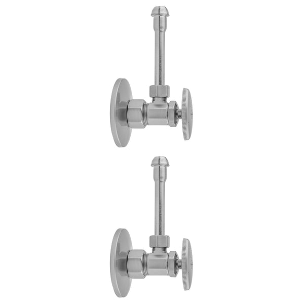 Multi Turn Angle Pattern 5/8" O.D. Compression (Fits 1/2" Copper) x 3/8" O.D. Faucet Supply Kit with Oval Handle, 20" Supply Tubes, Escutcheons - Stellar Hardware and Bath 