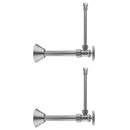 Multi Turn Angle Pattern 5/8" O.D. Compression (Fits 1/2" Copper) x 3/8" O.D. Faucet Supply Kit with Oval Handle, 20" Supply Tubes, Cover Tubes, Escutcheons - Stellar Hardware and Bath 