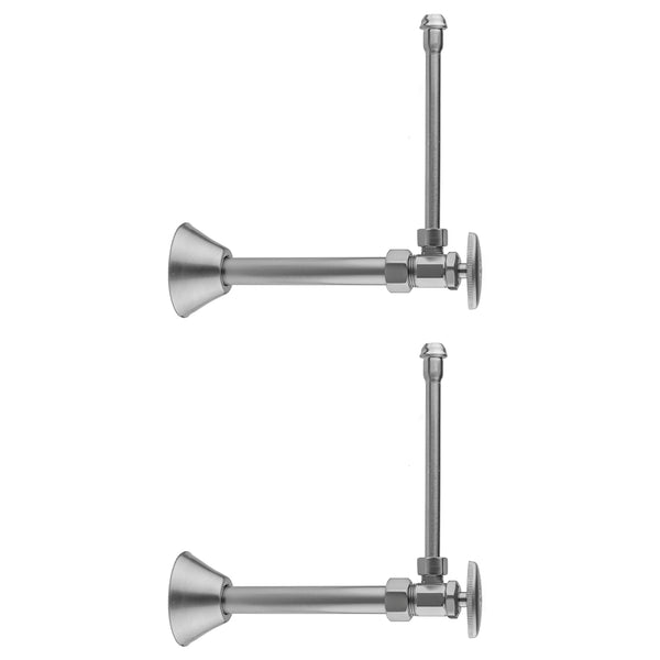 Multi Turn Angle Pattern 5/8" O.D. Compression (Fits 1/2" Copper) x 3/8" O.D. Faucet Supply Kit with Oval Handle, 20" Supply Tubes, Cover Tubes, Escutcheons - Stellar Hardware and Bath 