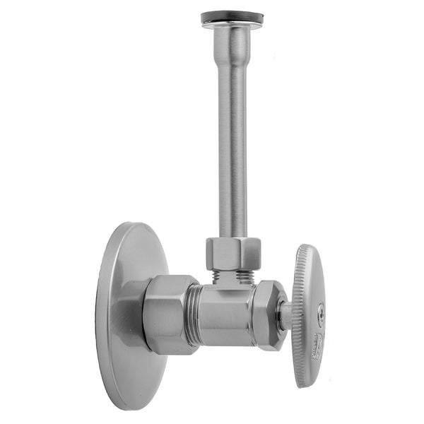 Multi Turn Angle Pattern 5/8" O.D. Compression (Fits 1/2" Copper) x 3/8" O.D. Toilet Supply Kit with Oval Handle, 12" Supply Tube, Escutcheon - Stellar Hardware and Bath 