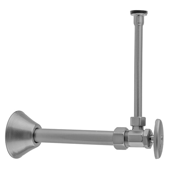 Multi Turn Angle Pattern 5/8" O.D. Compression (Fits 1/2" Copper) x 3/8" O.D. Toilet Supply Kit with Oval Handle, 12" Supply Tube, Cover Tube, Escutcheon - Stellar Hardware and Bath 